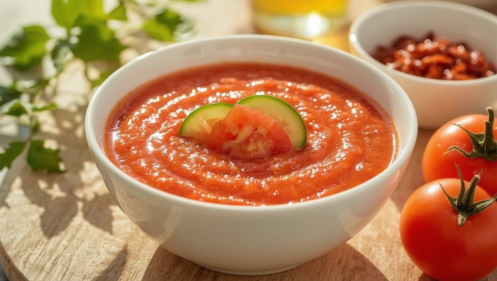 Gazpacho - kalte spanische Tomatensuppe fuer den Sommer