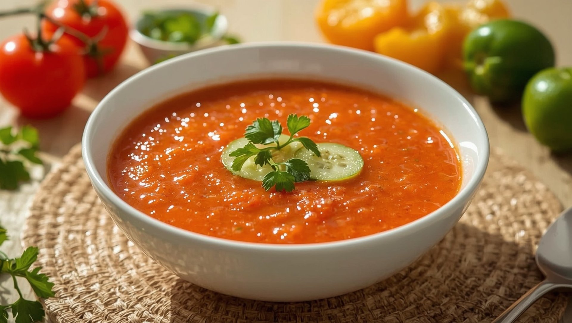 Gazpacho - kalte spanische Tomatensuppe fuer den Sommer