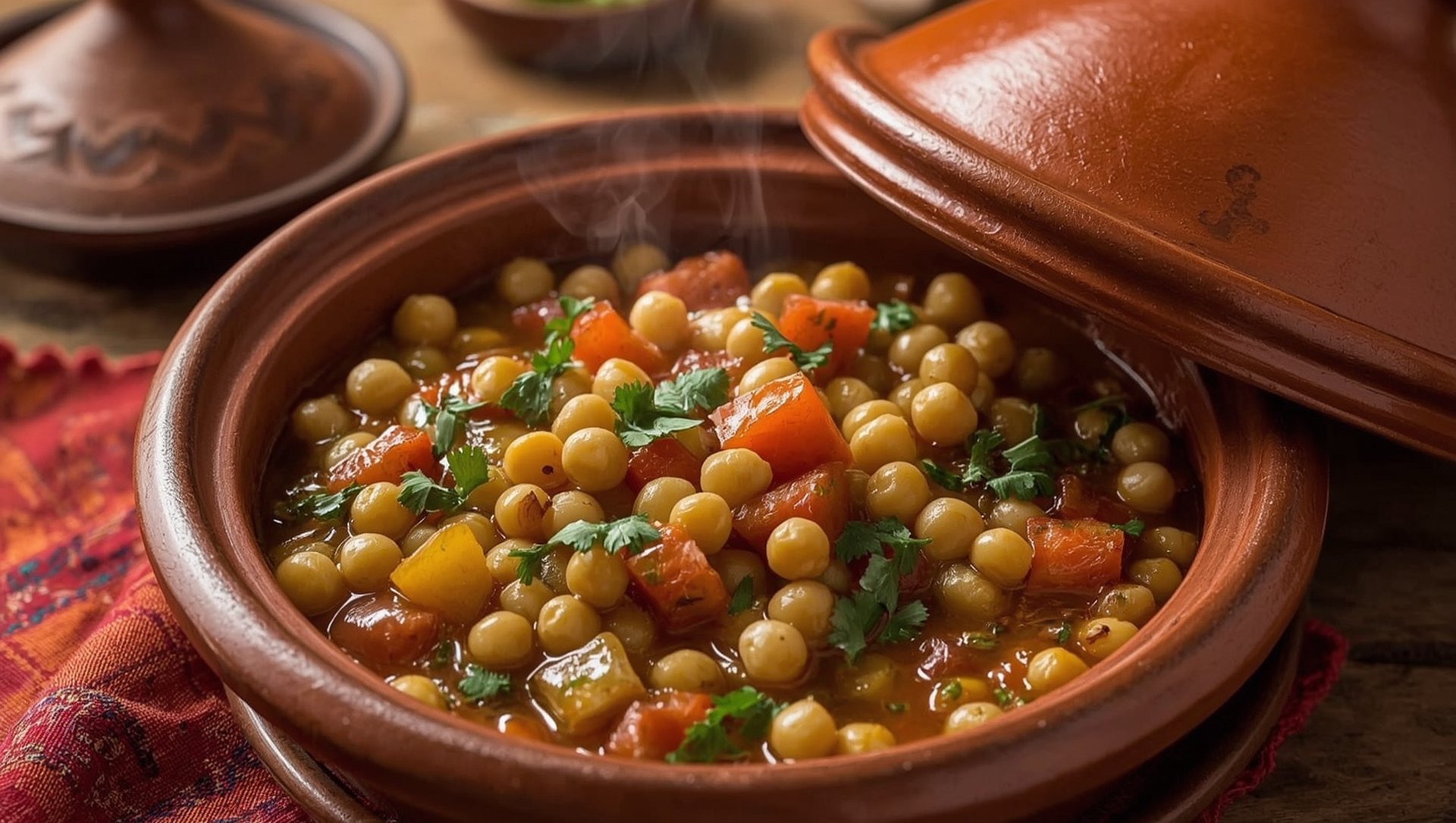 Marokkanische Tajine - Gemuese und Kichererbsen mit Gewuerzen