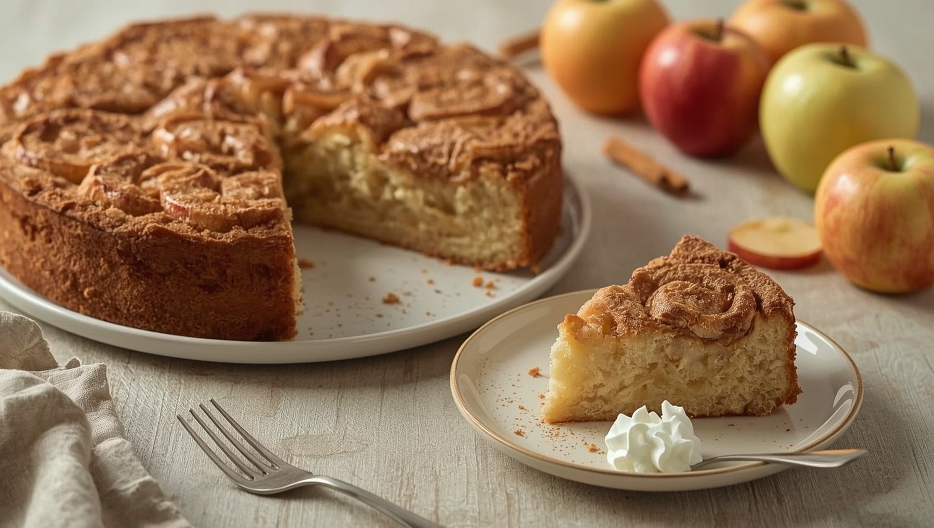 Apfelkuchen - der klassische deutsche Ruehrkuchen mit Apfeln