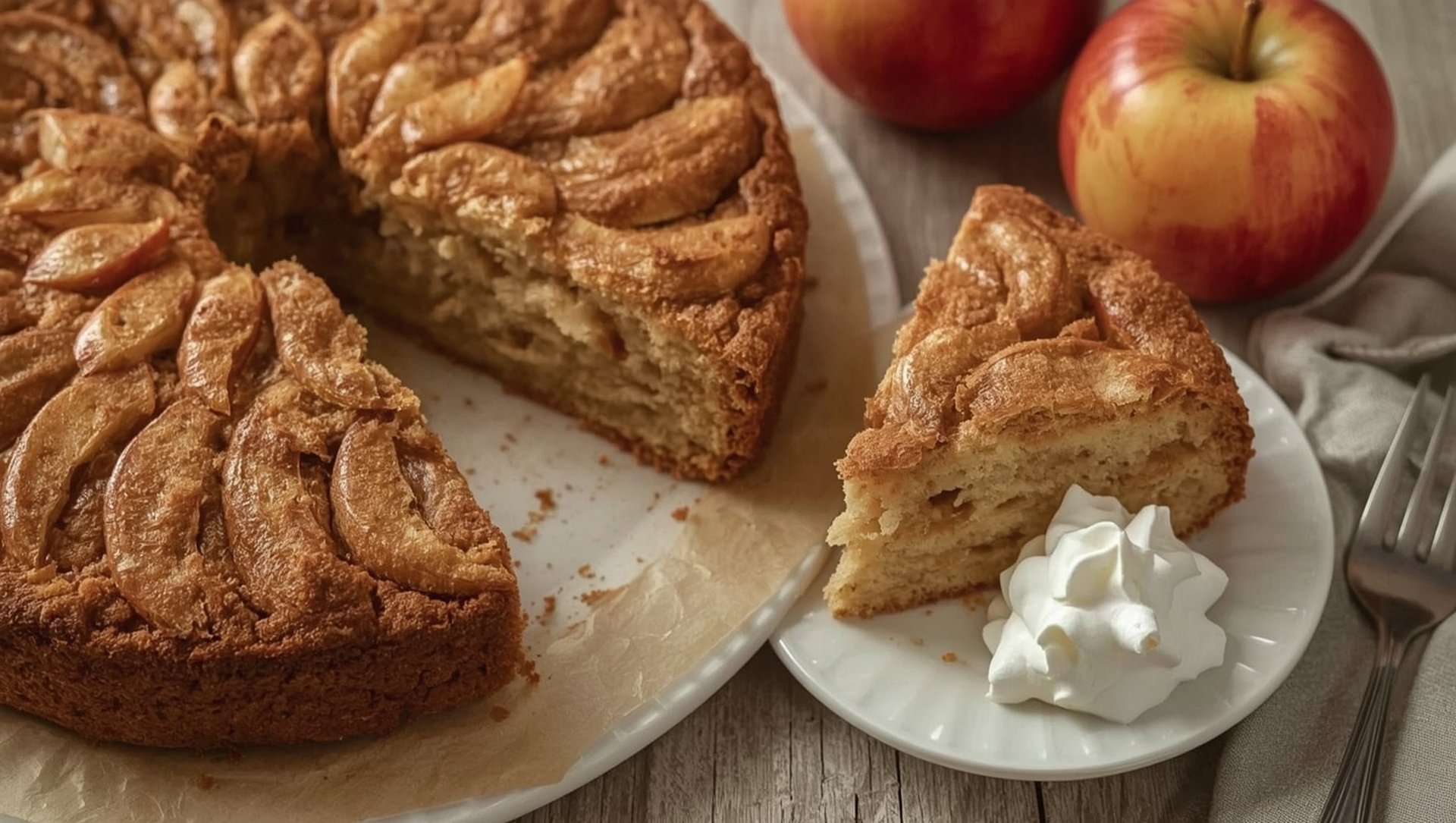 Apfelkuchen - der klassische deutsche Ruehrkuchen mit Apfeln